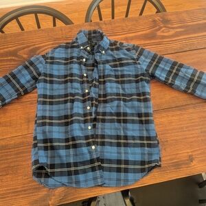 J. Crew Blue and Black Plaid Oxford Shirt